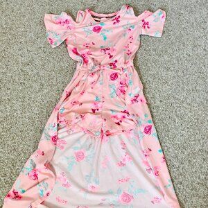 btween light pink floral rose summer dress with shorts girls 8 back bow stretch